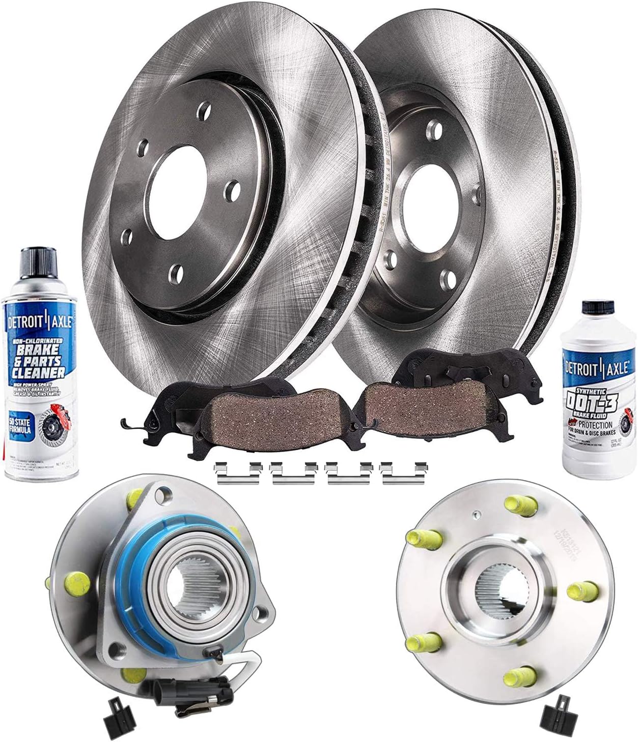 Detroit Axle - Front Brake Kit Wheel Bearing Hubs for 2000-05 Buick LeSabre Chevy Impala Monte Carlo Pontiac Bonneville 97-04 Park Avenue 97-05 Deville Replacement 11.92 inch Brake Rotors Brakes Pads