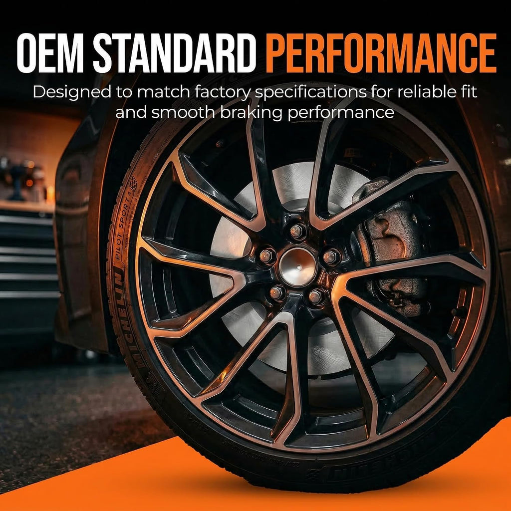 MAX Advanced Brakes - Front Brake Kit For 2014-2023 Jeep Cherokee (w/Dual Piston Front Caliper)| Carbon Ceramic Brake Pad and Rotor Kit| Daily Driving OE Replacement Brake Rotors