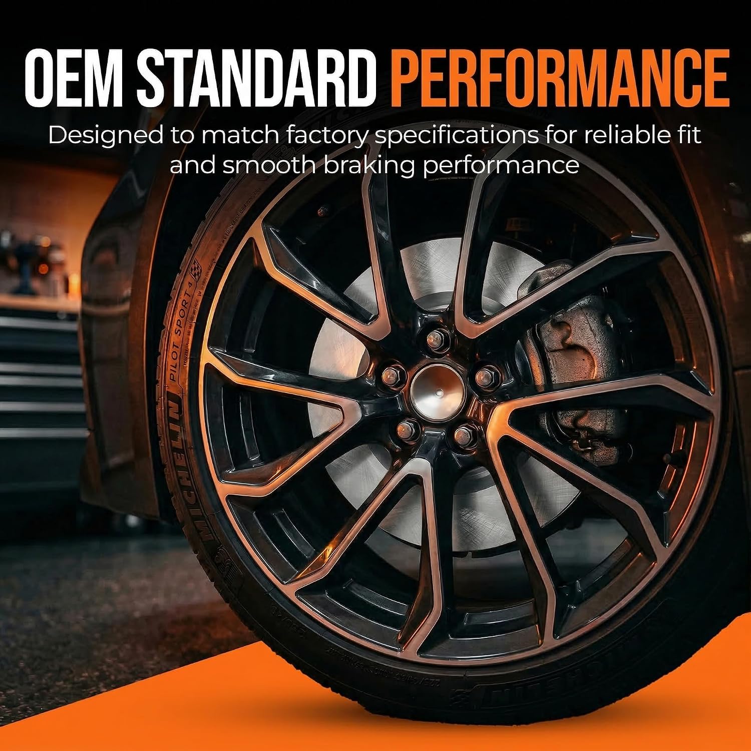MAX Advanced Brakes - Front Brake Kit For 2014-2023 Jeep Cherokee (w/Dual Piston Front Caliper)| Carbon Ceramic Brake Pad and Rotor Kit| Daily Driving OE Replacement Brake Rotors