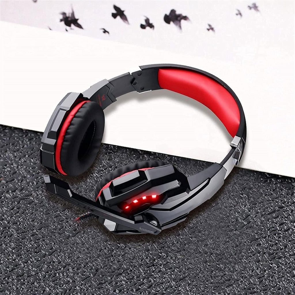 zhanghong LED Lights Wired Gaming Headset, Stereo Surround Sound, Super Soft Over-Ear Pads, One Key Mic Mute, Shock Feeling, Sound Clarity Compatible with 3.5mm Jack (Color : Red)