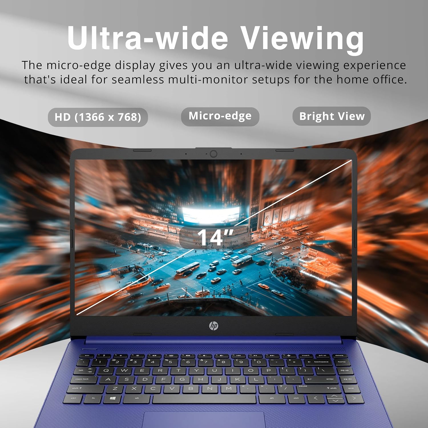 HP Stream 14' HD Lightweight Laptop, Intel Celeron N4120, 16GB RAM, 224GB Storage(64GB eMMC + 160GB Docking Station), Intel UHD Graphics, HD Webcam, 1 Year Office 365, WiFi, Bluetooth, Win 11s, Blue