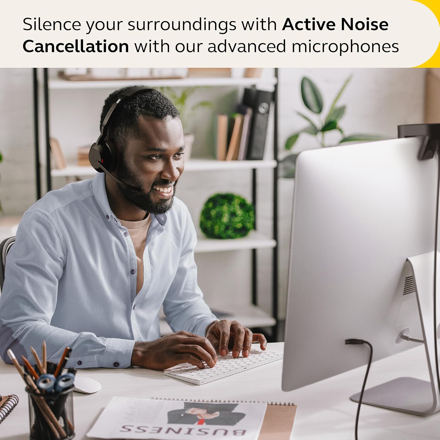 Jabra Evolve2 55 Stereo Wireless Headset - Charging Stand, AirComfort Technology, Noise-Cancelling Mics & Active Noise Cancellation - Works with UC Platforms Such as Zoom & Google Meet - Black
