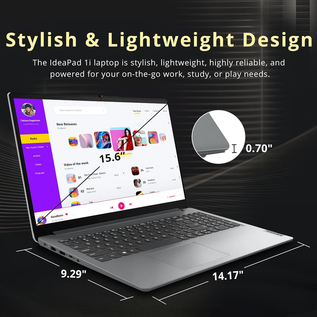 Lenovo IdeaPad 1i 15.6' FHD Business Laptop, Intel i5-1235U, 8GB RAM, 800GB Storage(512GB SSD+288GB Docking Station Set), Intel Iris Xe Graphics, Num Pad, 720p Webcam, WiFi 6, Win 11 Pro, Gray