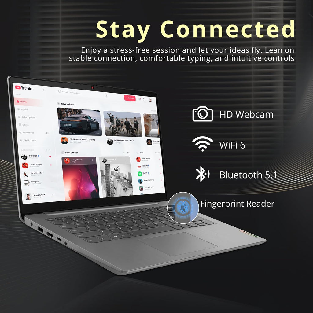 Lenovo IdeaPad 14' FHD Business Laptop, Intel Core i5-1155G7, 16GB RAM, 512GB PCIe SSD, Intel Iris Xe Graphics, Fingerprint Reader, WiFi 6, HD Webcam, Win 11 Pro, Grey, 32GB Hotface USB Card