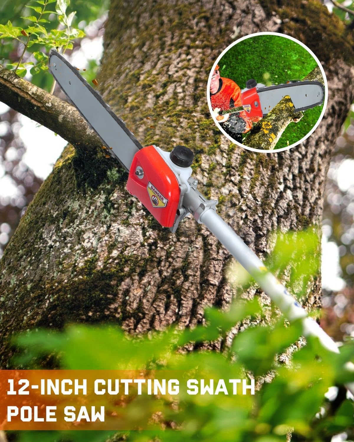 52cc Grass Trimmers 2-Cycle Gas Trimmer 5-in-1 Multifunctional Trimming Tool, Hedge Trimmer, Gas Powered Weed Eater, String Trimmers, Brush Cutter, Edger, Pole Saw Chainsaw Pruner with Extension Pole