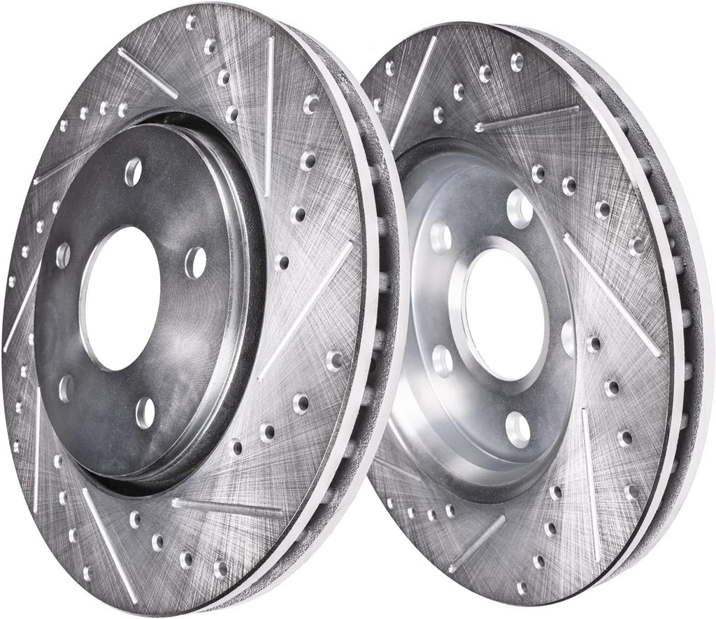 Detroit Axle - Rear Brake Kit for 2010-2017 Volvo XC60 Drilled and Slotted Disc Brake Rotors Ceramic Brakes Pads 2011 2012 2013 2014 2015 2016 Replacement : 11.89' inch Rotor