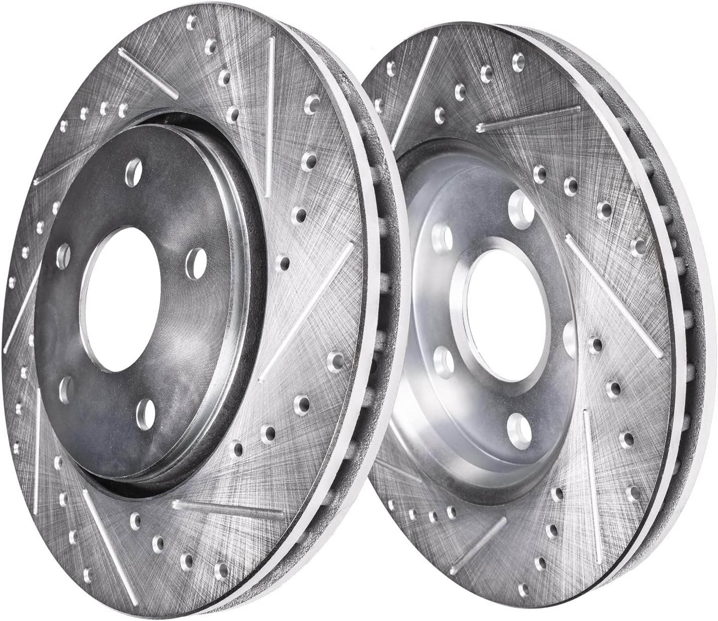 Detroit Axle - Rear Brake Kit for 2010-2017 Volvo XC60 Drilled and Slotted Disc Brake Rotors Ceramic Brakes Pads 2011 2012 2013 2014 2015 2016 Replacement : 11.89' inch Rotor