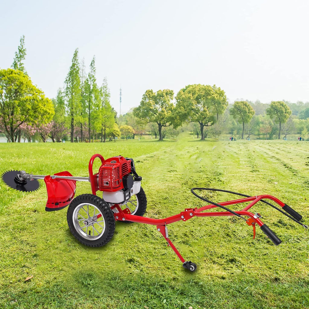 Gas Lawn Mower, Gas Powered Irrigation Mower Cylinder Gasoline Engine Grass Trimmer Hand Push Lawn Mower Two-Stroke