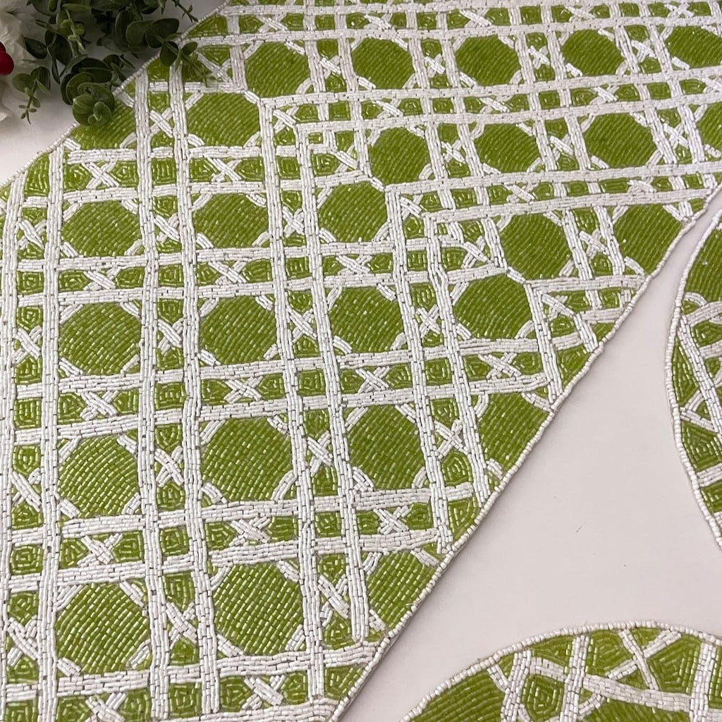 Enliven Set of 6 Handmade Green Placemats 14 Inch | Lightweight Decorative Dining Table Mats for Wedding, Party & Everyday Use | Easy to Clean Elegant Placemats