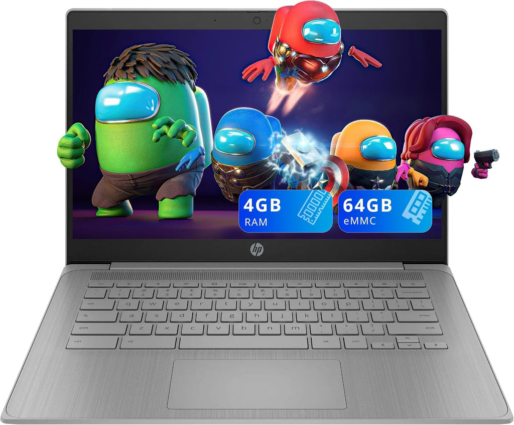 HP 14' HD Chromebook, Intel Celeron N4500, 4GB RAM, 64GB eMMC, Intel UHD Graphics, 720p Webcam, Wi-Fi 6, Fast Charge, Chrome OS, Gray (Renewed)