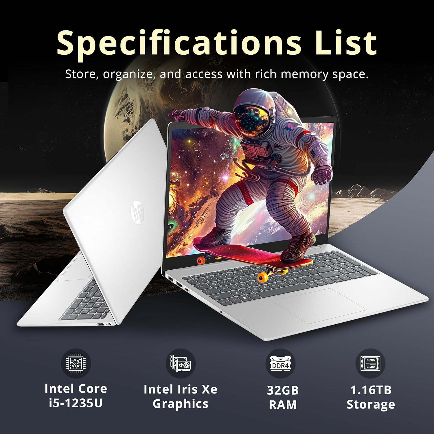 HP Pavilion 15.6' HD Touchscreen Laptop, Intel i5-1235U, Intel Iris Xe Graphics, 32GB RAM, 1.16TB Storage(1TB SSD + 160GB Docking Station Set), 720p Webcam, Num Pad, Wi-Fi 6E, Win 11 Pro, Silver
