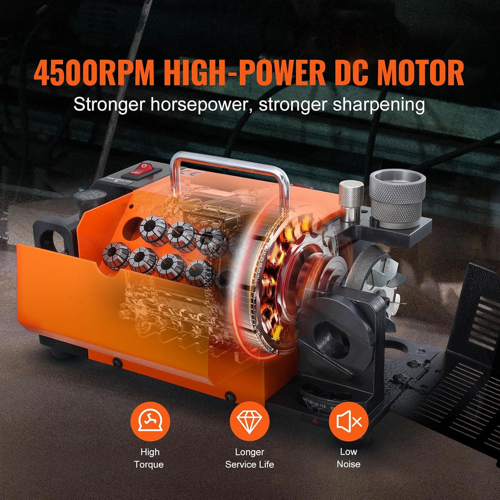 VEVOR Drill Bits Sharpener, MR-13A Drill Bits Grinder Sharpener 3-13mm, 95° to 135° Point Angle Adjustable Drill Bit Re-Sharpener, Portable Bits Sharpening Machine with 11 Collets, CBN Wheel for HSS