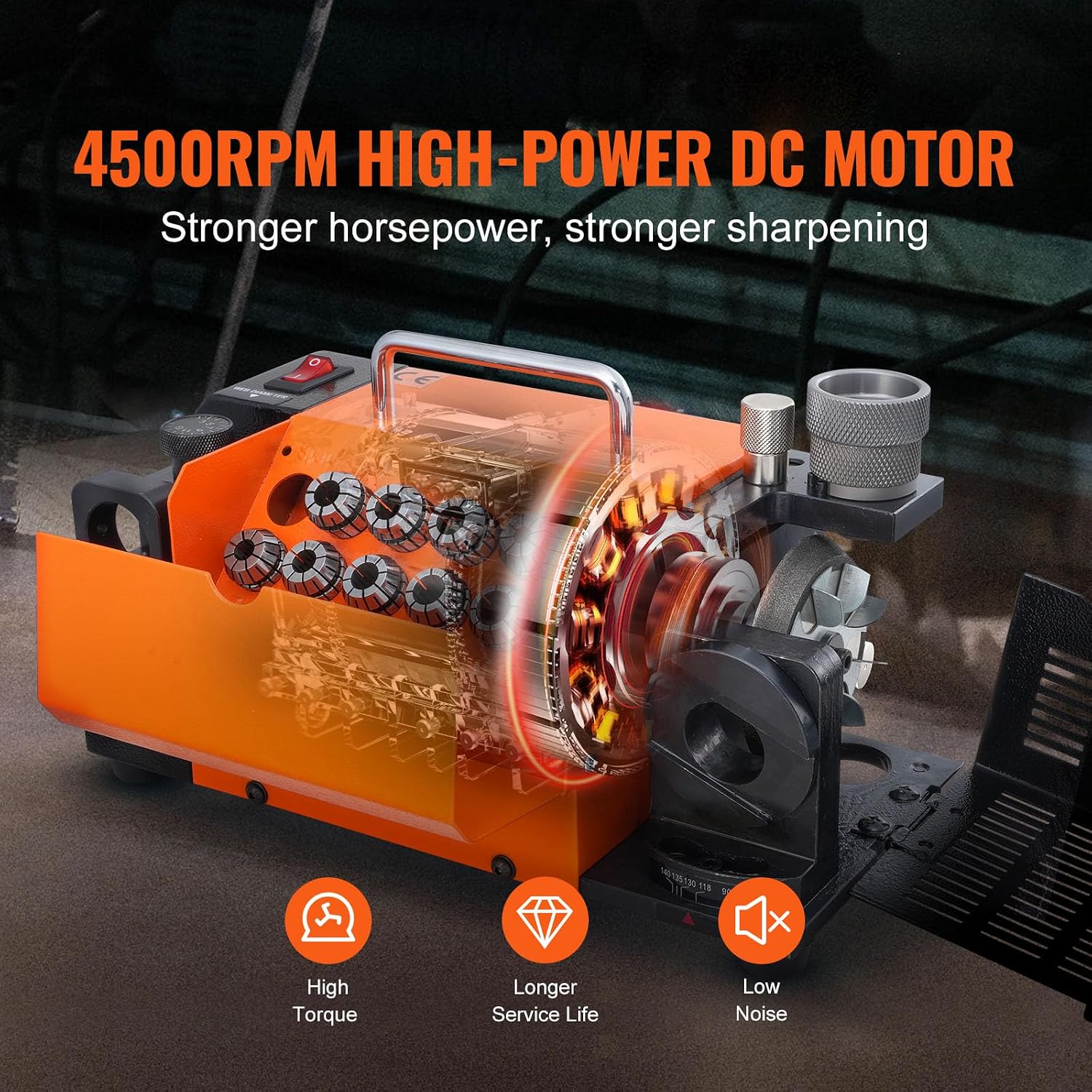 VEVOR Drill Bits Sharpener, MR-13A Drill Bits Grinder Sharpener 3-13mm, 95° to 135° Point Angle Adjustable Drill Bit Re-Sharpener, Portable Bits Sharpening Machine with 11 Collets, CBN Wheel for HSS