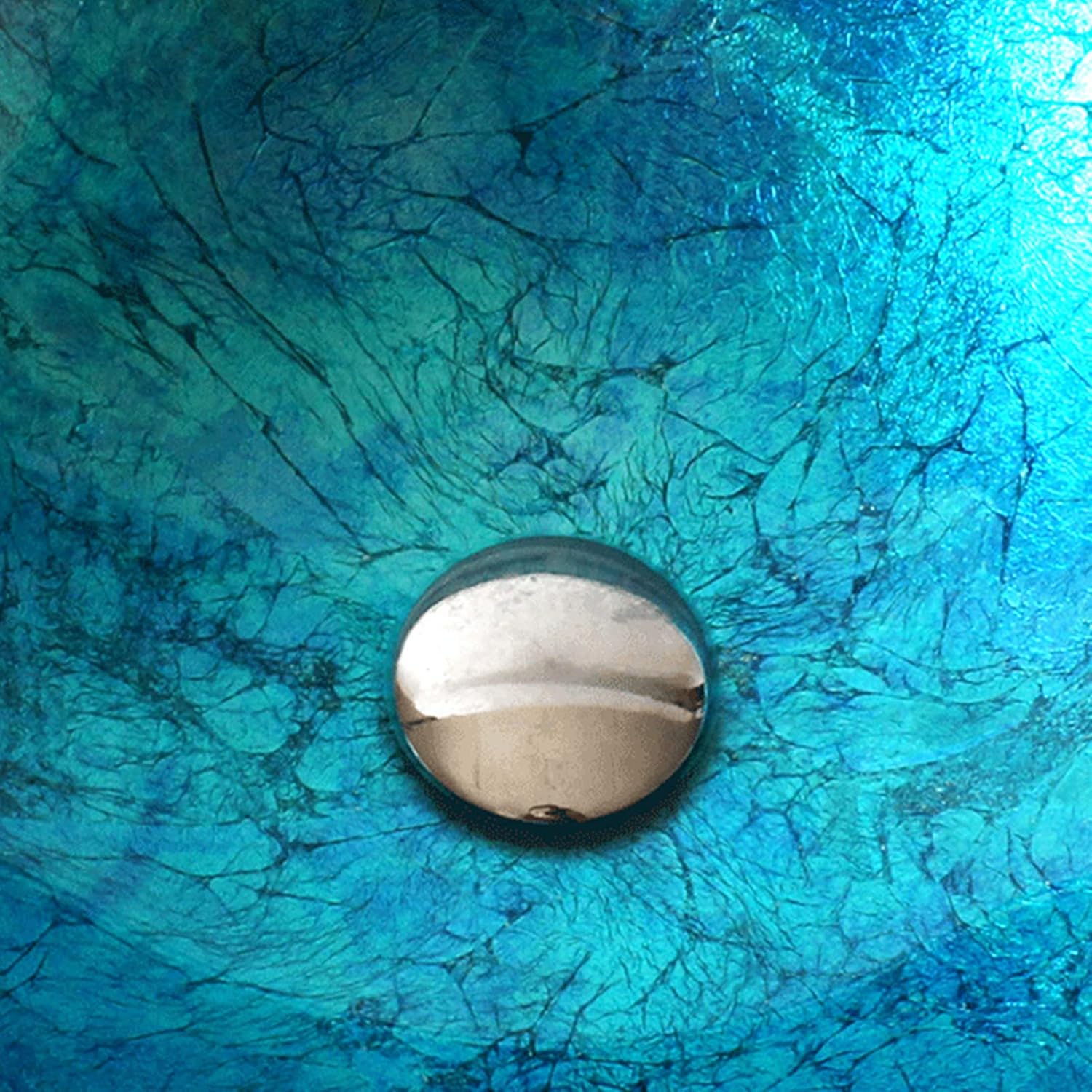 Bathroom Tempered Glass Vessel Sink, Bathroom Vanity Round Bowl, Bathroom Above Counter Vessel Sink,Gold Silver(Blue)