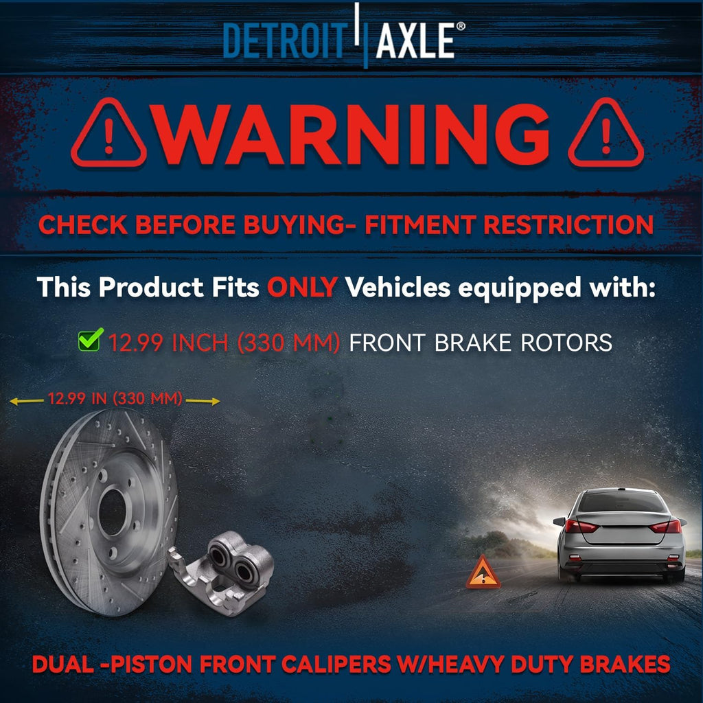 Detroit Axle - Front Brake Kit for Chrysler Town & Country Pacifica Voyager Dodge Grand Caravan Ram C/V Disc Brake Rotors Ceramic Brakes Pads Replacement Brake Calipers: 12.99' inch Rotor