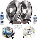 Detroit Axle - Front Brake Kit Wheel Bearing Hubs for Buick Allure LaCrosse Chevy Uplander Pontiac Grand Prix Montana Brake Rotors and Ceramic Brakes Pads Replacement