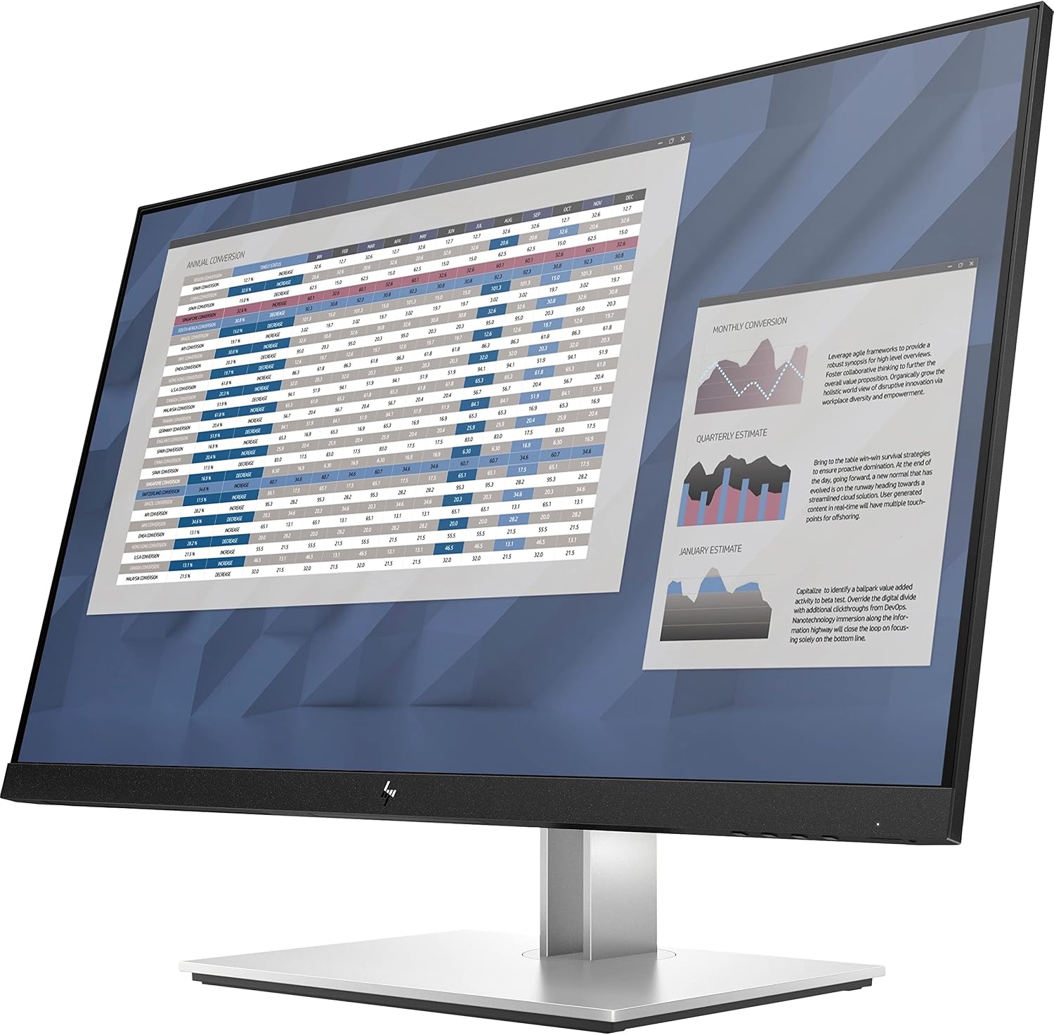 HP EliteDisplay E27 G4 27 Inch IPS LED Backlit Monitor, FHD 1920 x 1080, Blue Light Filter, HDMI, VGA, DisplayPort, Black