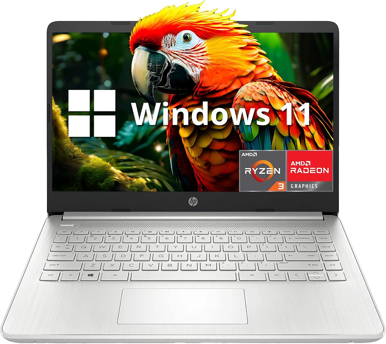 HP 14' FHD IPS Laptop, AMD Ryzen 3 3250U Processor, 16GB RAM, 1TB PCIe SSD, AMD Radeon Graphics, 720p HD Webcam, Dual Speakers, Wi-Fi, Bluetooth, Windows 11 S, Silver (Renewed)