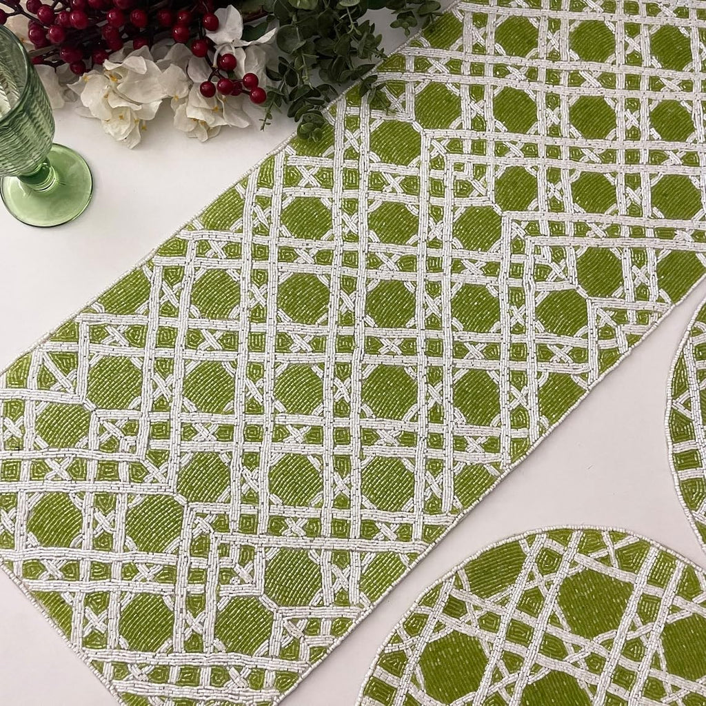 Enliven Set of 6 Handmade Green Placemats 14 Inch | Lightweight Decorative Dining Table Mats for Wedding, Party & Everyday Use | Easy to Clean Elegant Placemats