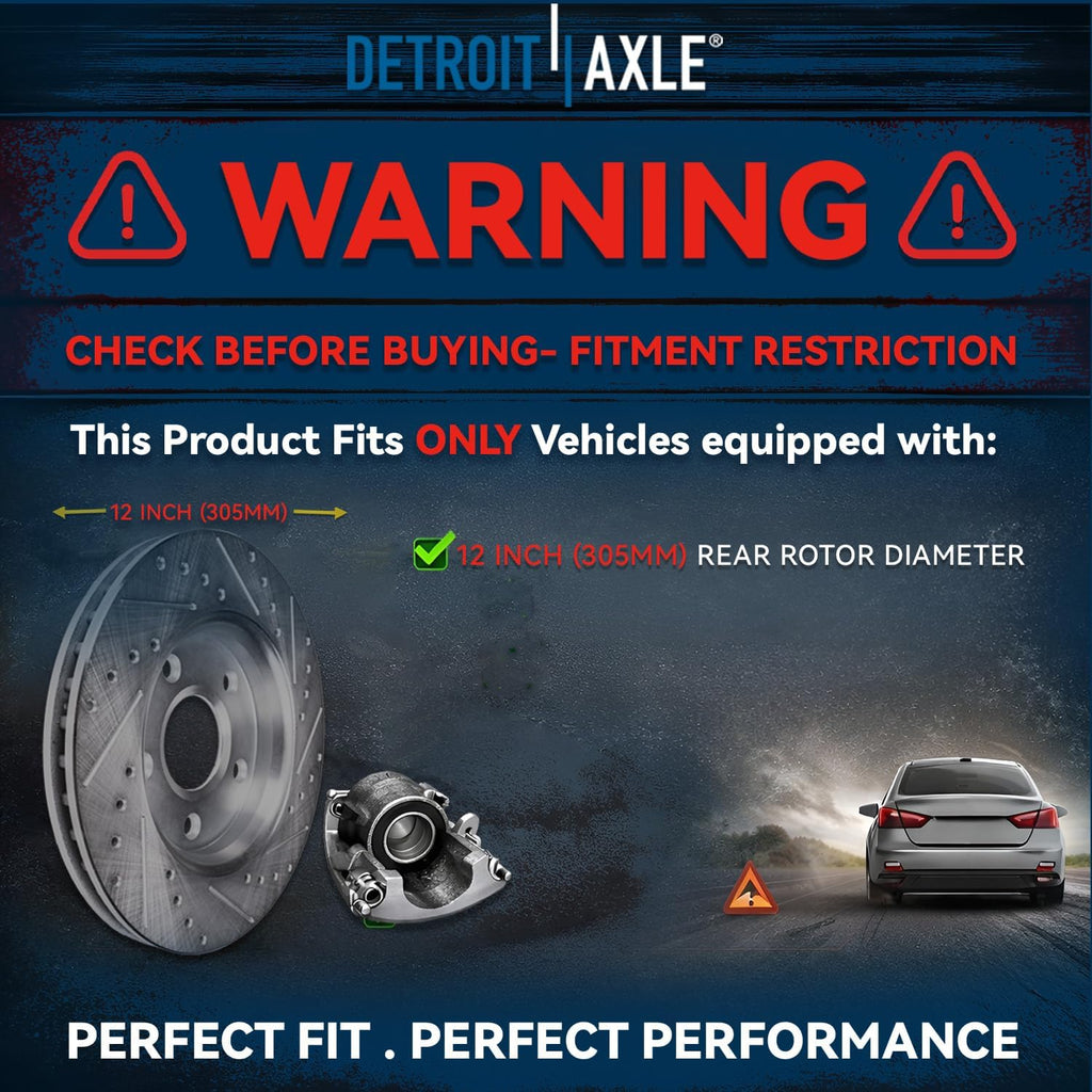 Detroit Axle - Rear Brake Kit for Chrysler Town & Country Dodge Grand Caravan VW Routan, Disc Brake Rotors Ceramic Brakes Pads Wheel Bearing Hubs Wheel Lug Nuts Replacement: 12' inch Rotor