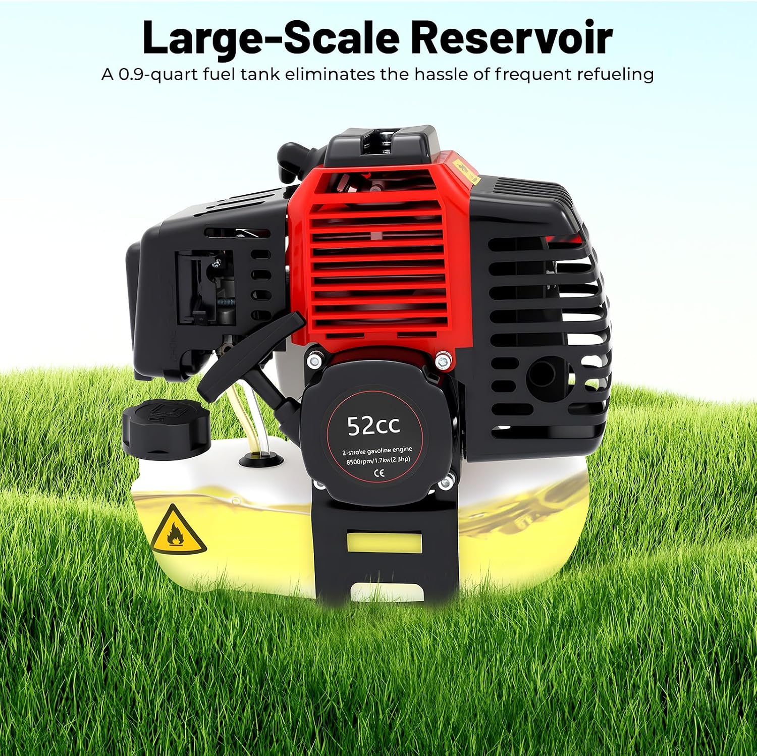 52CC Gas String Trimmer, 5 in 1 Gas Weed Eater, 2-Stroke Brush Cutter Straight Shaft Weed Eater, Gas Weed Wacker Trimmer for Weeds and Grass