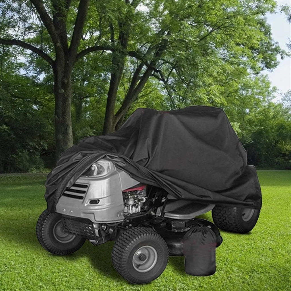 Lawn Mower Cover Oxford Cloth Black Car Coat Garden Tractor Cover with Portable Storage Bag Protection for Home Use for Outside Storage
