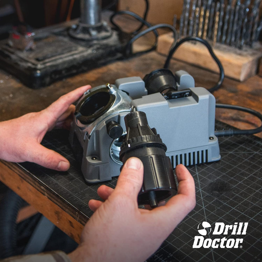 Drill Doctor DD500X Twist Drill Bit Sharpener - 3/32' to 1/2' - Electric Sharpener - High Speed & Portable - For Steel, Masonry, Carbide & Tin-Coated Drill Bits - Adjustable 118° or 135° Angle