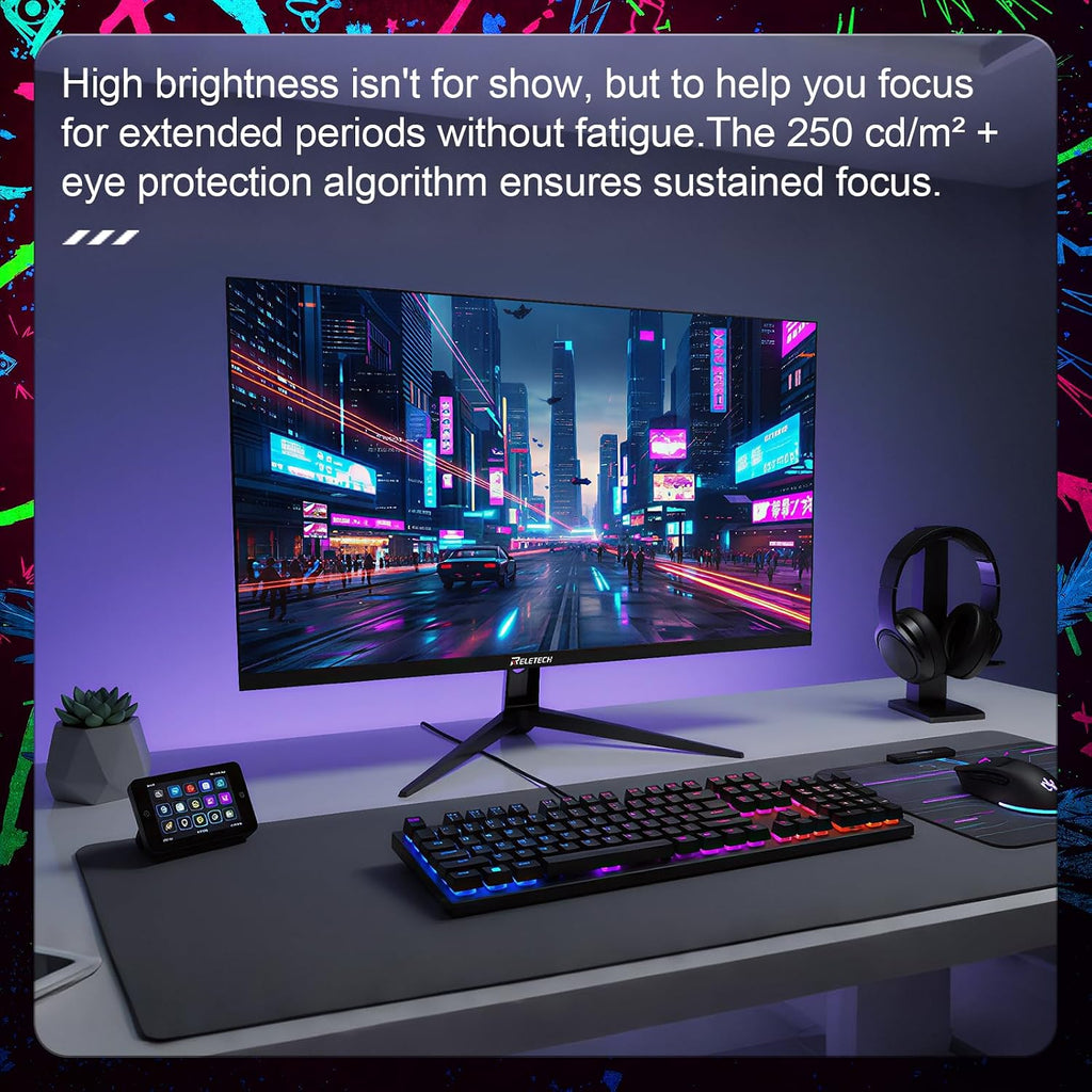 27inch Gaming Computer Monitor,2K(QHD 2560x1440) 300Hz Monitor, Fast IPS 1ms Response Time, FreeSync&G-Sync, Anti-Blue Light, Ultra Slim, 100% sRGB, DP*2 & HDMI*2 Ports VESA Mount(G27X Ultra)