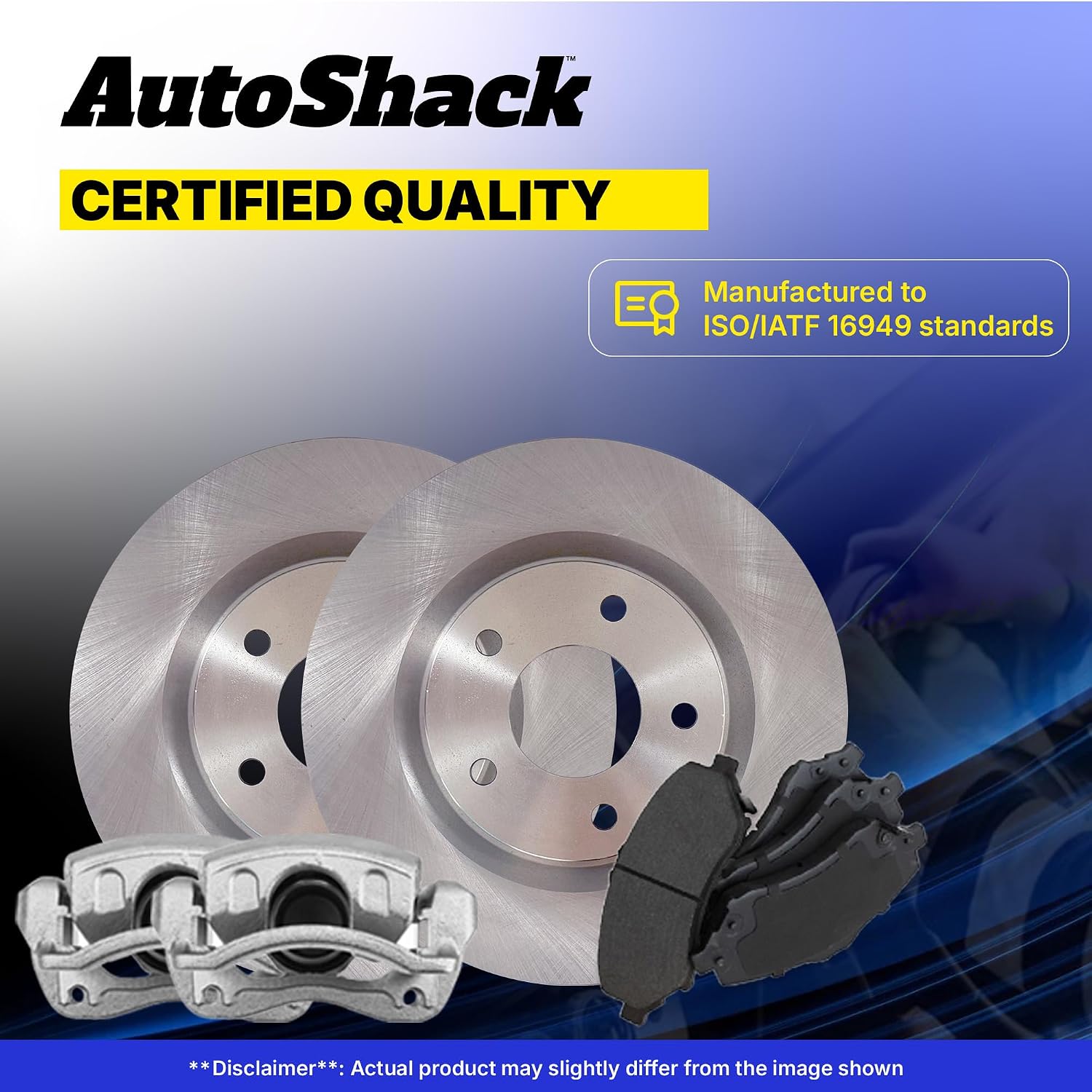 AutoShack Rear Brake Rotors, Ceramic Pads & Calipers for Kia, Soul 2010-2013, FWD L4 1.6L 2.0L - 10.31' (262 mm), 5-Lug