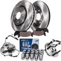 Detroit Axle - Front Disc Rotors Brake Pads Wheel Hub Bearings + 20pc Lug Nuts Replacement for 2006 2007 2008 Dodge Ram 1500 5 Lugs - 26pc Set
