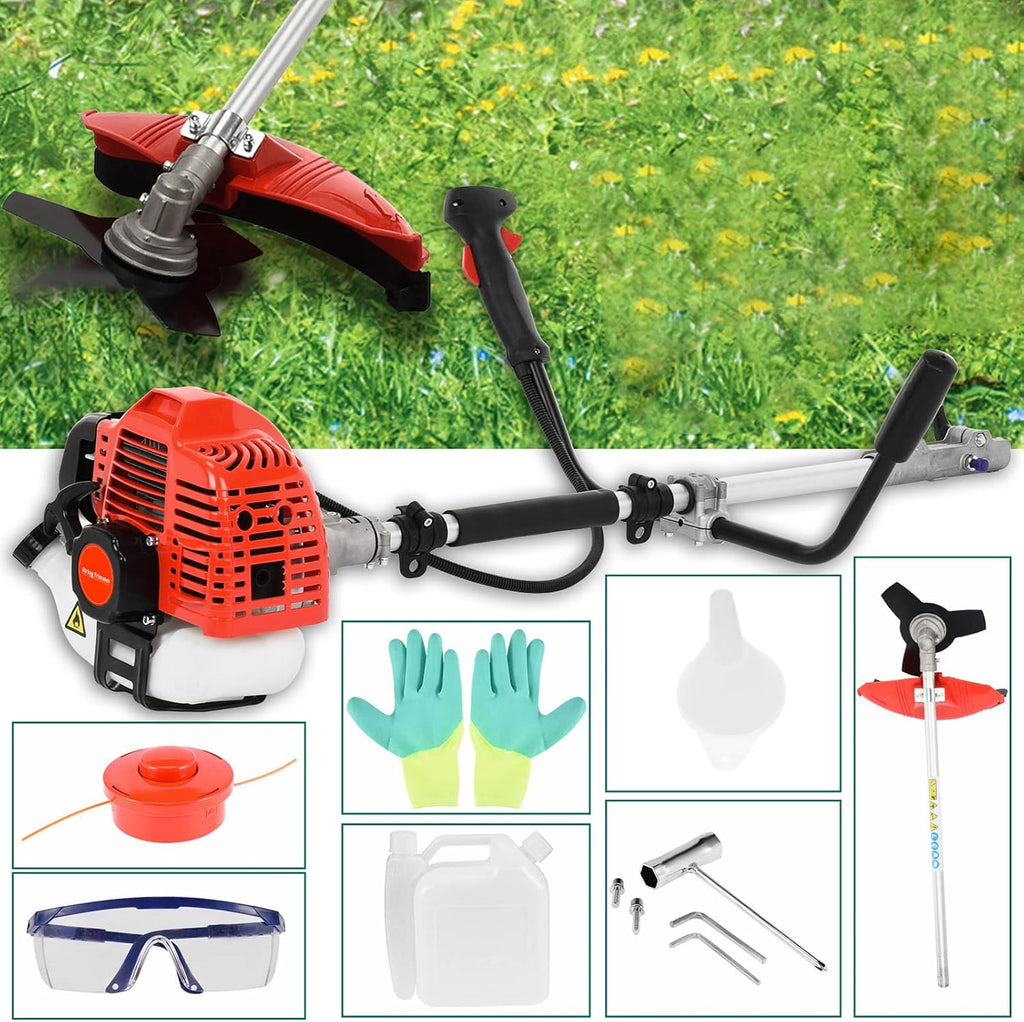 Weed Trimmer Gas Powered,52cc 2-Stroke Gas String Trimmer,2 in 1 Backpack Grass Trimmer Lawn Mower 2024 Upgraded Trimming Tool for Weed Brush Straight Shaft 2-Cycle Gas Trimmer[from US Fast Arrival]