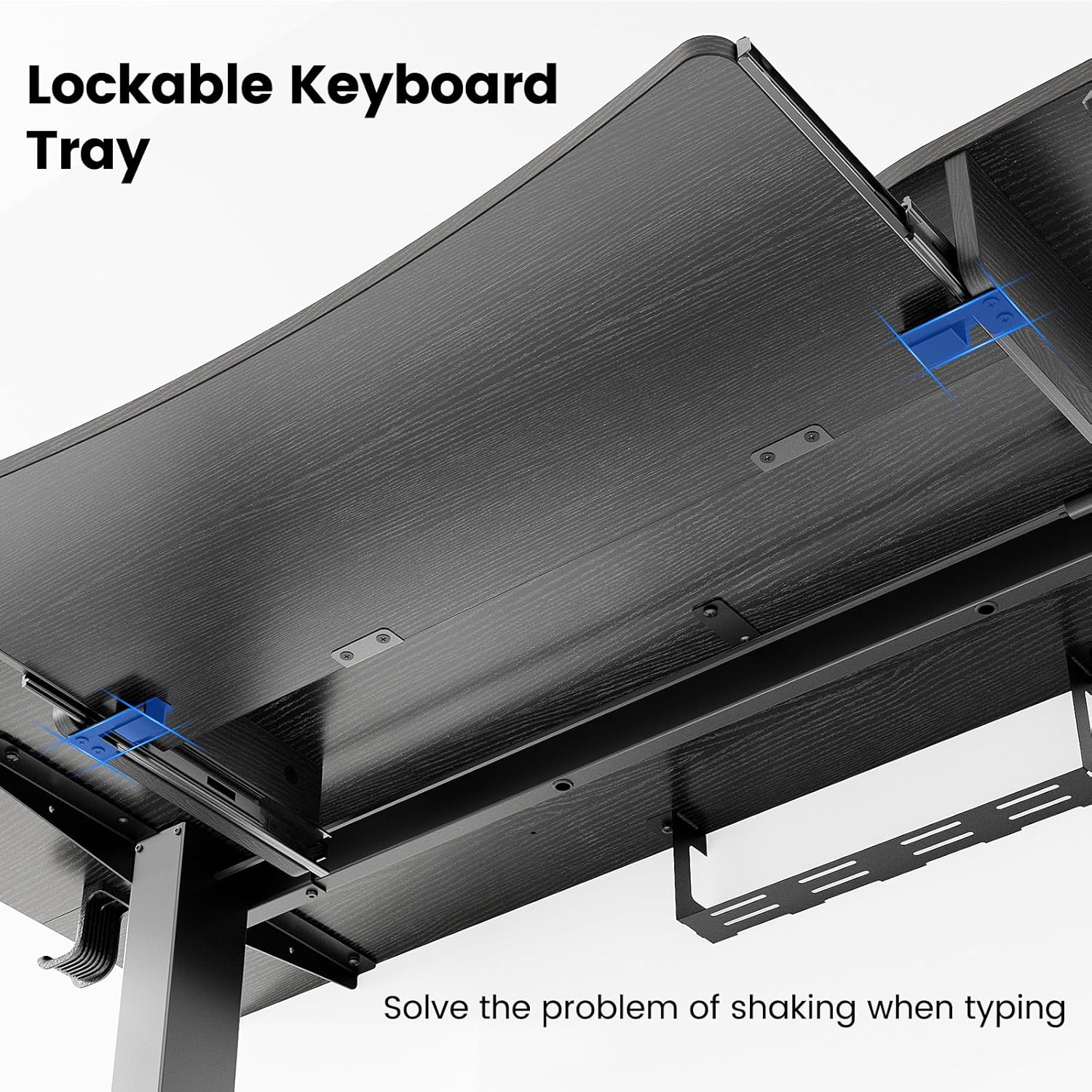HUANUO 55' x 26' Electric Standing Desk with 2 Drawers & 26.7' Large Keyboard Tray, C-Clamp Mount Compatible, Adjustable Computer Desk for Home Office, Stand Up Desk with 4 Height Presets, Black