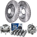 Detroit Axle - Front Brake Rotors Wheel Bearing Hubs Kit for 2007-2018 Nissan Altima, 11.65 inch Drilled and Slotted Brake Rotors Wheel Bearing Hubs Lug Nuts Replacement
