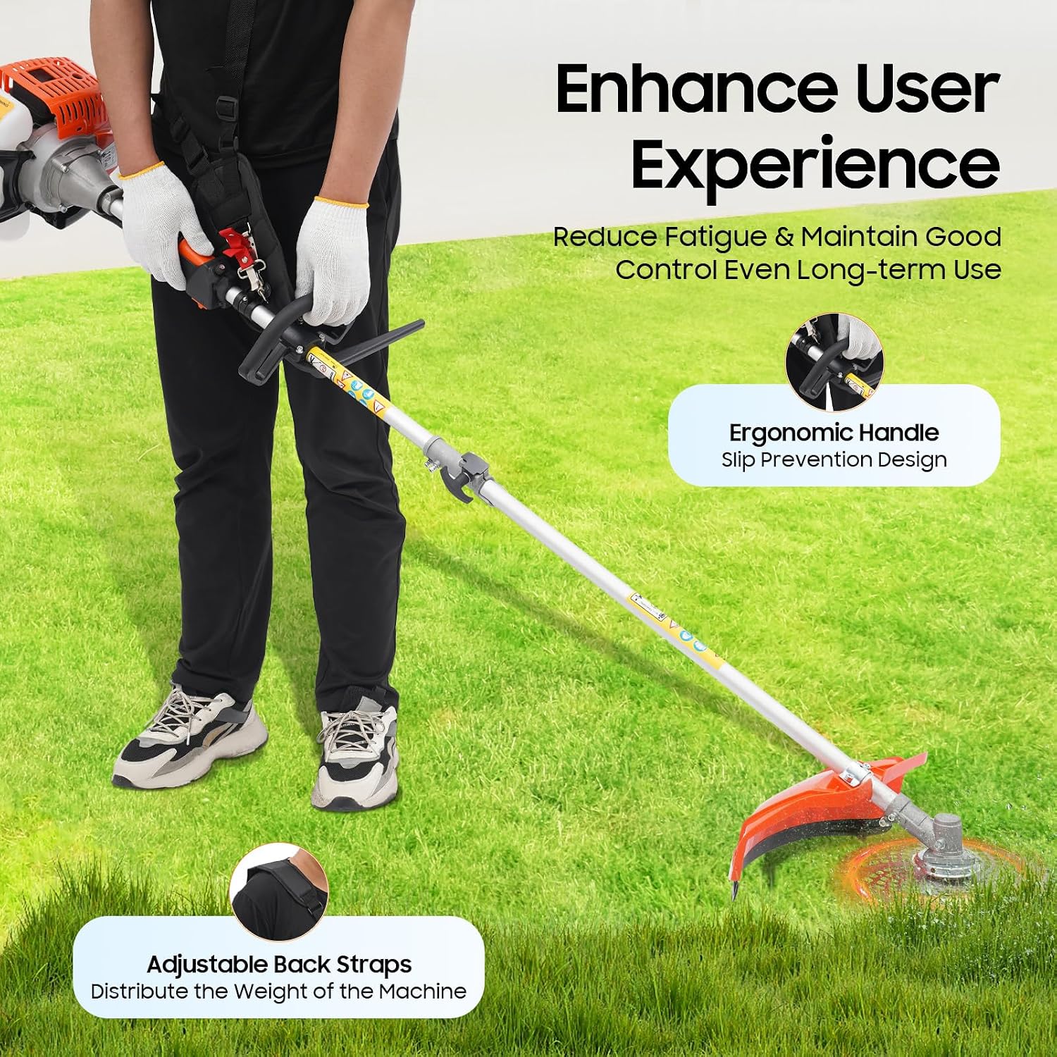 6-in-1 Gas Weed Eater, 2-Stroke 52CC Multi-Functional Trimming Tools Weed Wacker Lawn Mower Hedge Trimmer & Brush Cutter with Extension Pole for Yard Garden Total Lawn Brush and Tree Domination