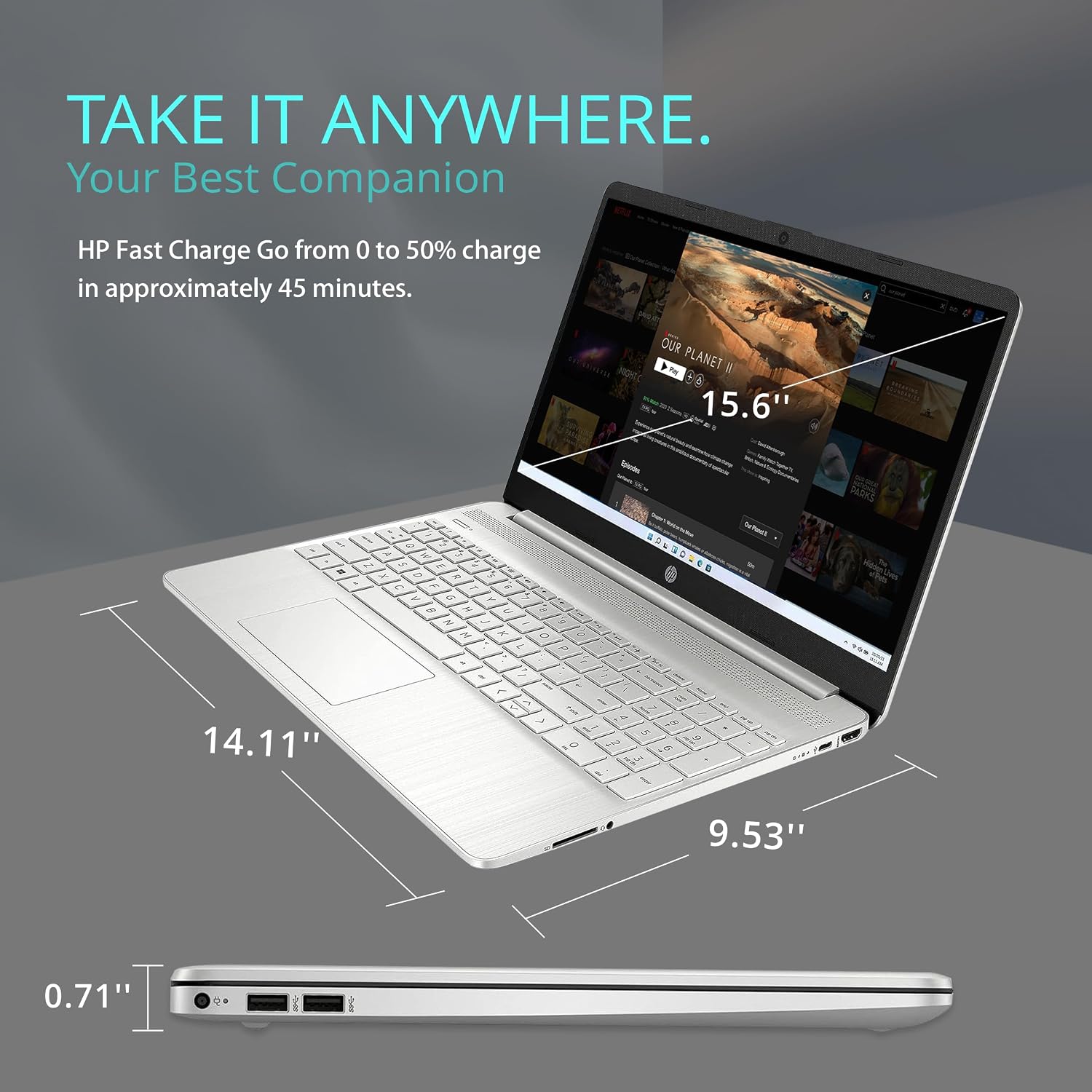 HP 15.6' FHD Laptop for Business & Students, Intel i5-1135G7, 32GB RAM, 2TB PCIe SSD, Iris Xe Graphics, Numeric Keypad, True Vision HD Camera, Wi-Fi 6, Win 11 Pro, Silver, 32GB Hotface USB Card