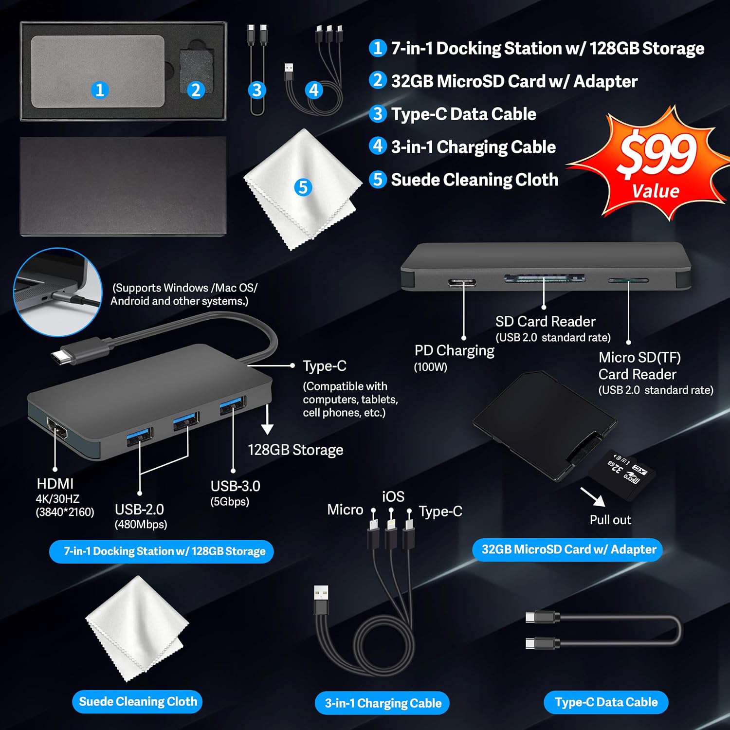 Lenovo Yoga 7 16' WUXGA 2-in-1 Touch Copilot+ Laptop, AMD Ryzen AI 5 340, 16GB LPDDR5X, 2.12TB Storage (2TB SSD+128GB Docking), AMD Radeon 840M, Backlit Keyboard, Fingerprint, WiFi 7, Win 11, Seashell