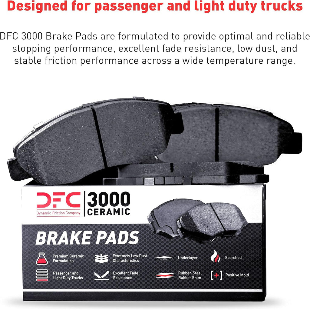 Dynamic Friction Company Front Brake Kit Fits 2001-2012 Ford Courier; 1998-2004 Ford Fiesta; 2001-2008 Ford Ka| 3000 Ceramic Brake Pads and Drilled Slotted Brake Rotors| 9.4' Front