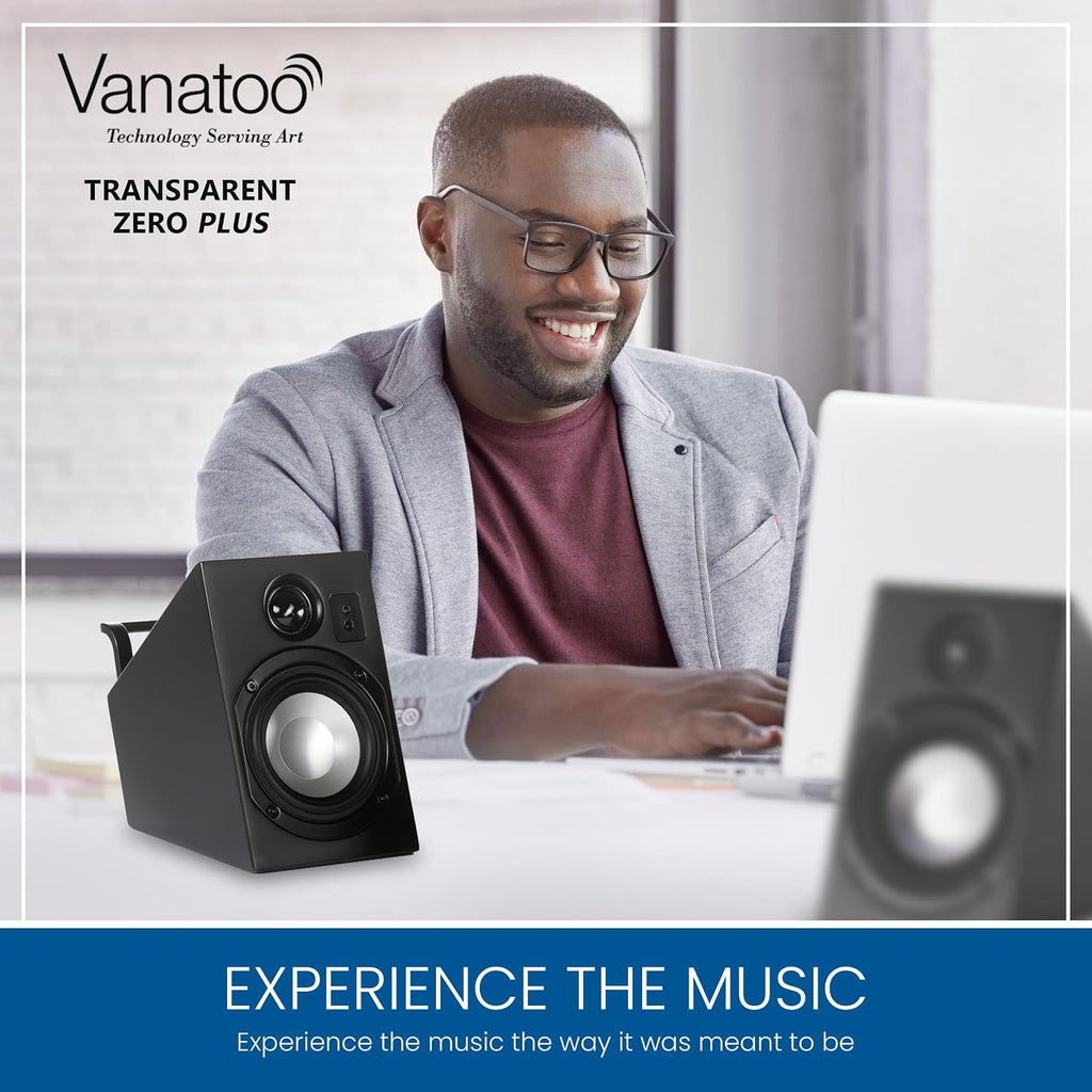 Vanatoo Transparent Zero Plus Near Field Studio Monitor Speakers Pair for TV, PC, Gaming. 120 Watt Powered Speakers for Desktop and Room use. AUX, USB, Bluetooth, Toslink Optical, Remote Control.
