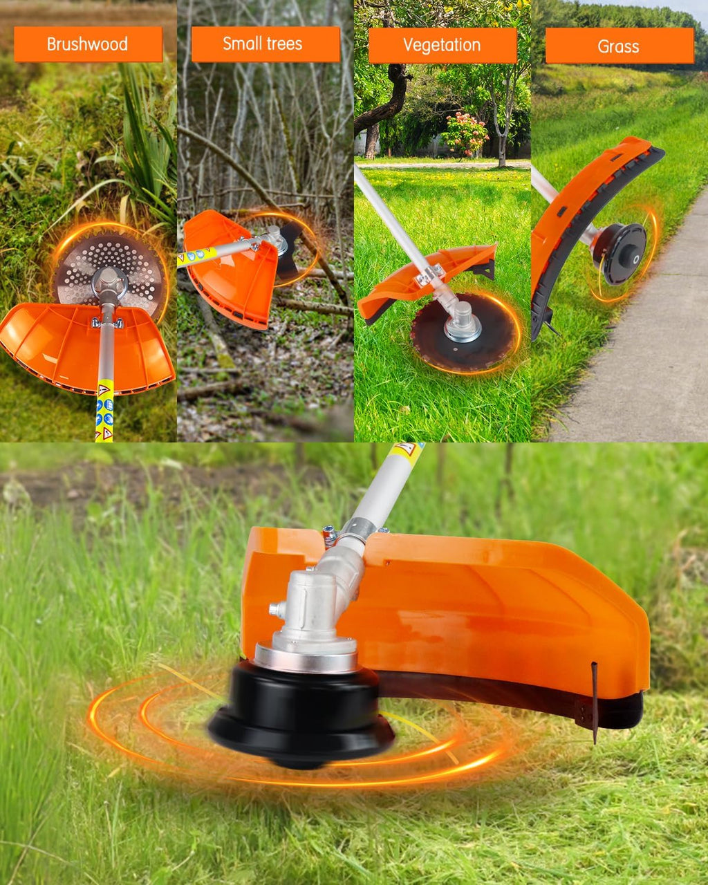 NEO-TEC 31cc 4-Cycle Gas Weed Wacker 4 in 1 String Trimmer/Edger 17'' with 10'' Brush Cutter x3 Rubber U-Handle & Shoulder Strap, Light Stable and Powerful Gas Weed Eater for Grass Cutting