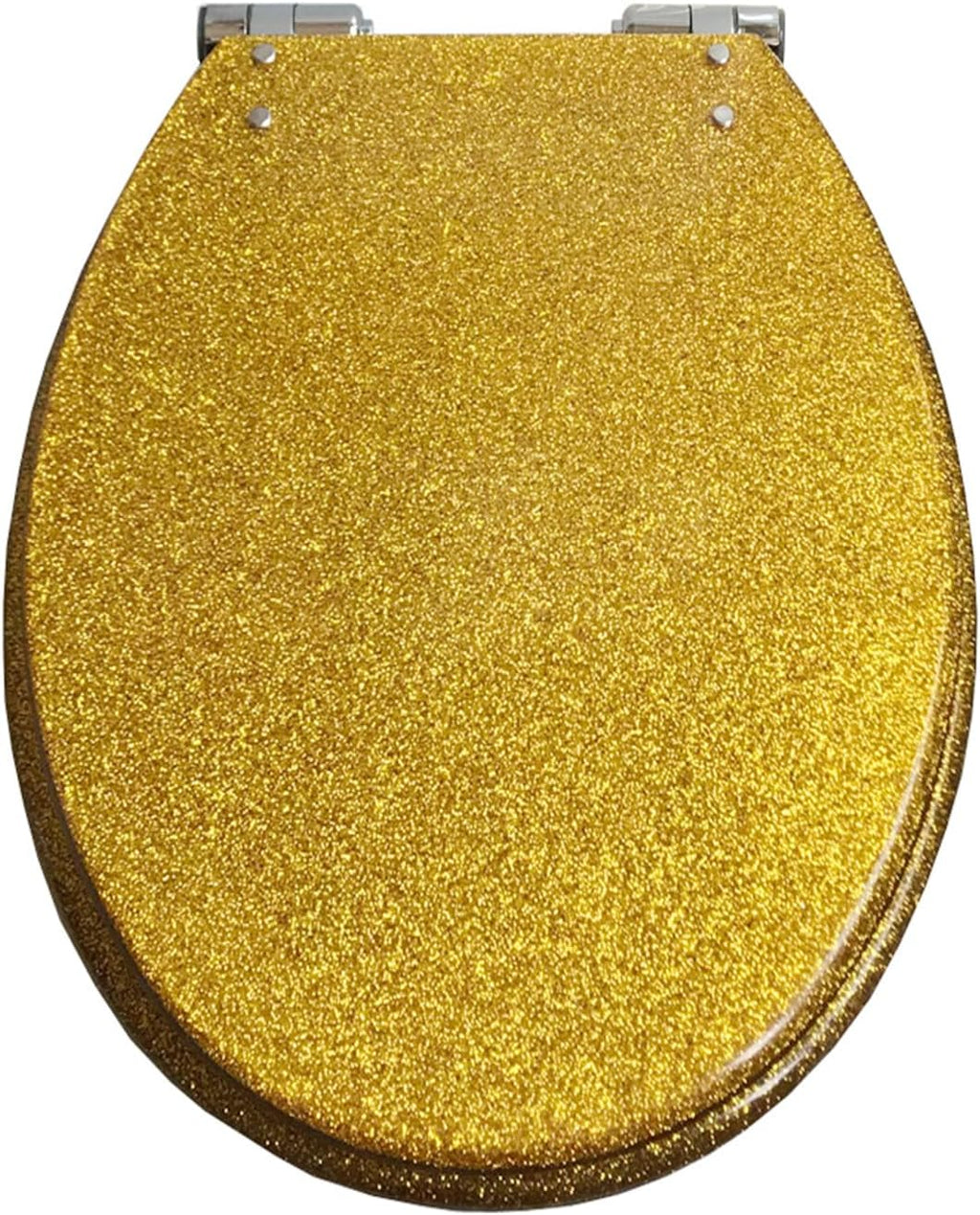 Resin Toilet Seat, Glitter Toilet Seat Cover Elongated, Easy Clean, Soft Close Toilet Seat (Gold, Silver, Black, Pink) Black, Toilet Seats Oval 36 * 42Cm,Gold