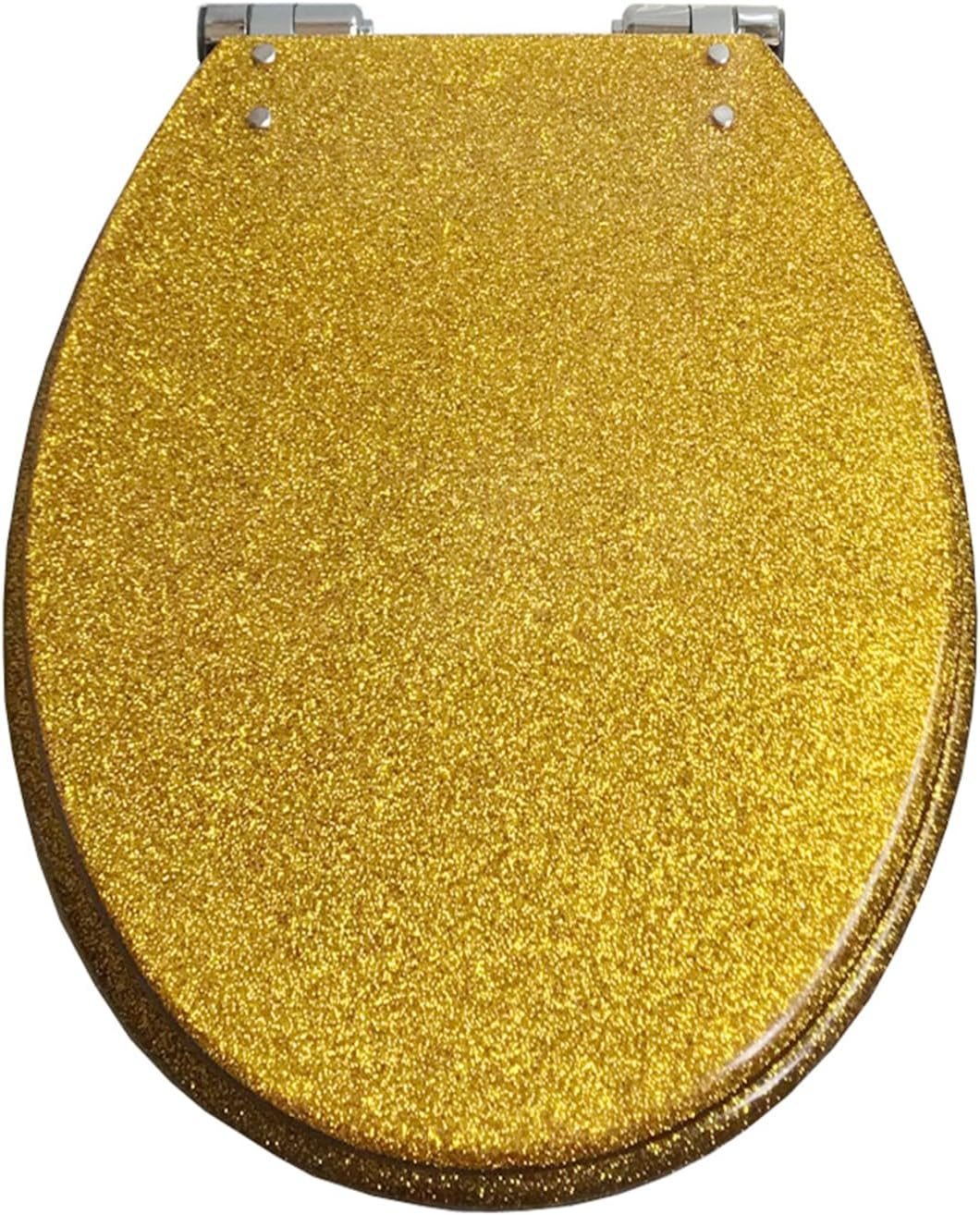 Resin Toilet Seat, Glitter Toilet Seat Cover Elongated, Easy Clean, Soft Close Toilet Seat (Gold, Silver, Black, Pink) Black, Toilet Seats Oval 36 * 42Cm,Gold