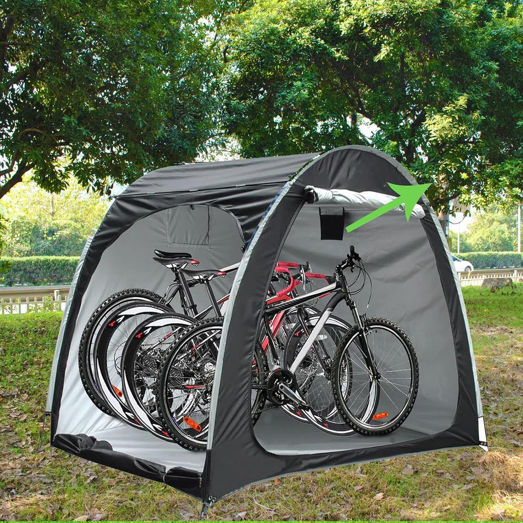 Bike Cover Bicycle Tent Can Be Spliced Outside Storage Sheds with Double Doors for 2-5 Bikes Lawn Mower Storage,Black(Black)
