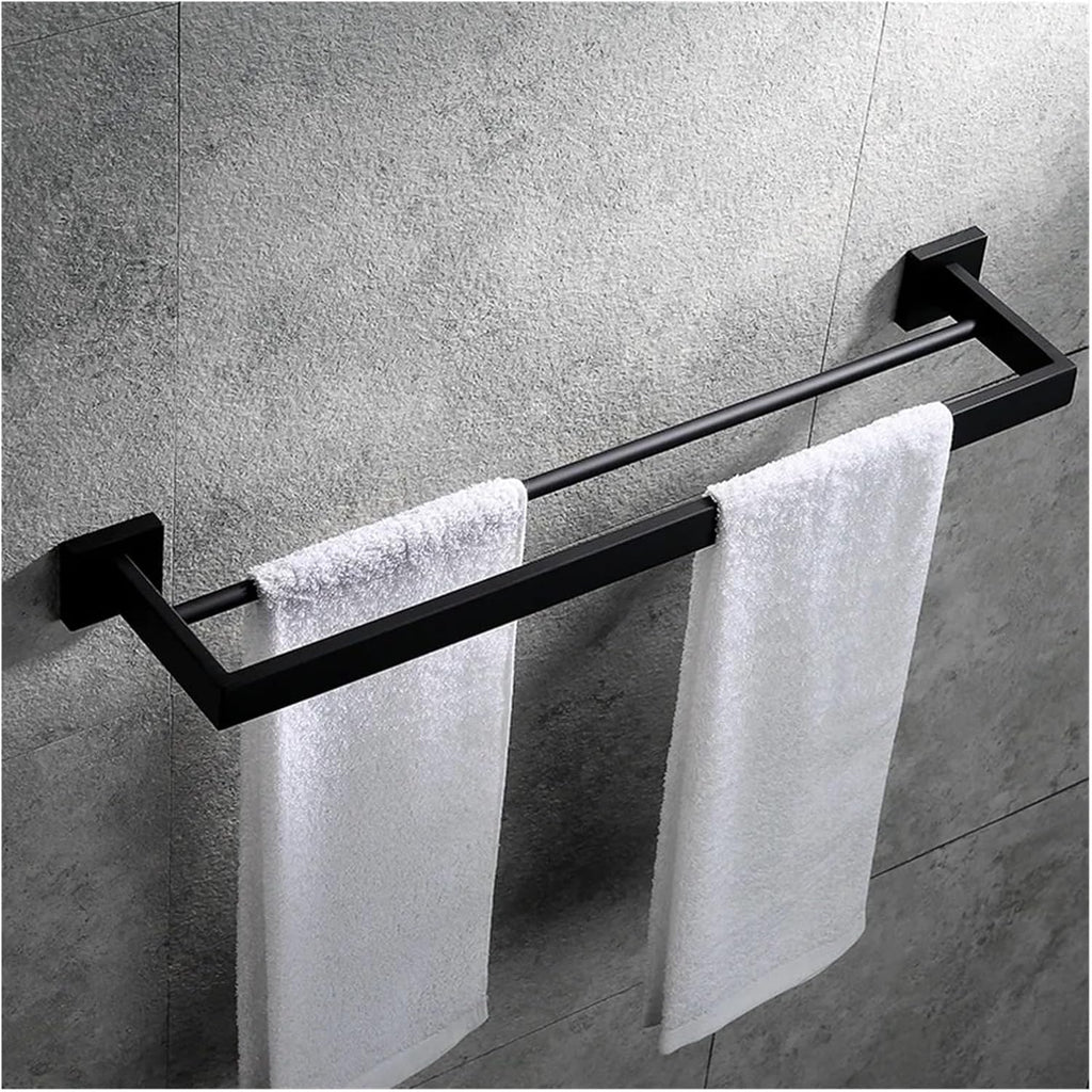 Stainless Steel Double Towel Bars Square Rack Holder Wall Mounted Bathroom Accessories Brushed(Brushed gold)