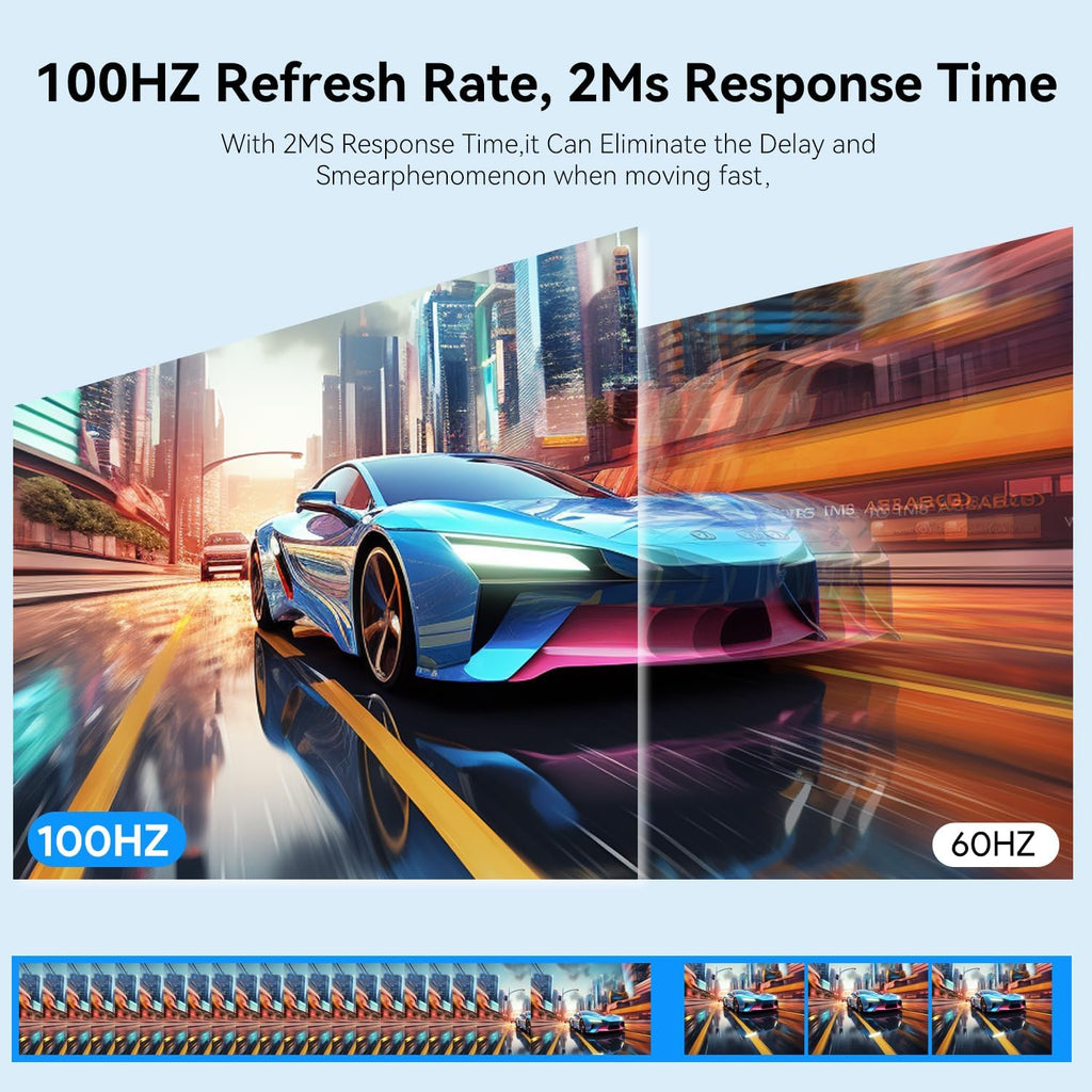 Kenowa 23.8' Large Portable Monitor 100Hz IPS FHD 1080P Freesync USB-C HDMI Gaming Monitor, External Display Dual Speakers Adjustable Stand for PC,Laptop,Mac,Phone,Game Consoles