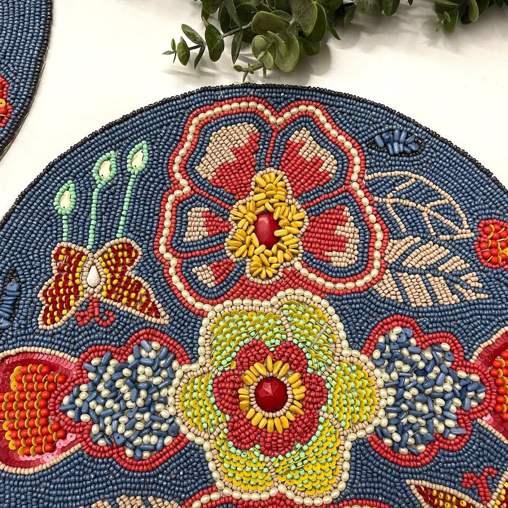 Enliven Set of 6 Handmade Placemats 14 Inch | Lightweight Decorative Dining Table Mats for Wedding, Party & Everyday Use | Easy to Clean Multicolor Placemats