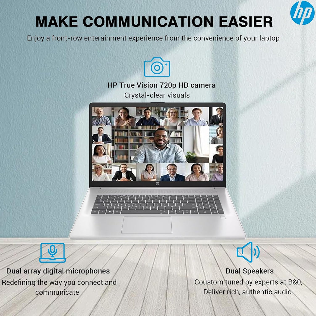 HP 17 Touchscreen Laptop Computer, 17.3' HD+ Touch Screen Laptop Notebook PC, Intel 10-Core i7, Windows 11 Pro | 10 Key Backlit | Fingerprint | Wi-Fi 6 | 64GB RAM 1TB SSD