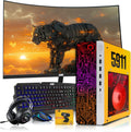 HP Gaming PC Desktop Computer 5911 AMD A10-9700, RX 550, 16GB RAM, 1TB SSD, 32 Inch Curved Monitor, RGB KBM with AI Copilot, WiFi, RGB Headphone, Webcam, Windows 11 (Renewed)