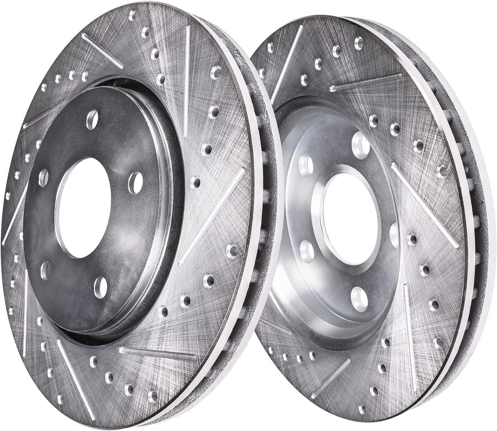 Detroit Axle - Brake Kit for 2014-2019 Nissan Rogue, Drilled & Slotted Brake Rotors Ceramic Brake Pads w/Hardware Replacement : 12.60 inch Front & 11.50 inch Rear Rotor