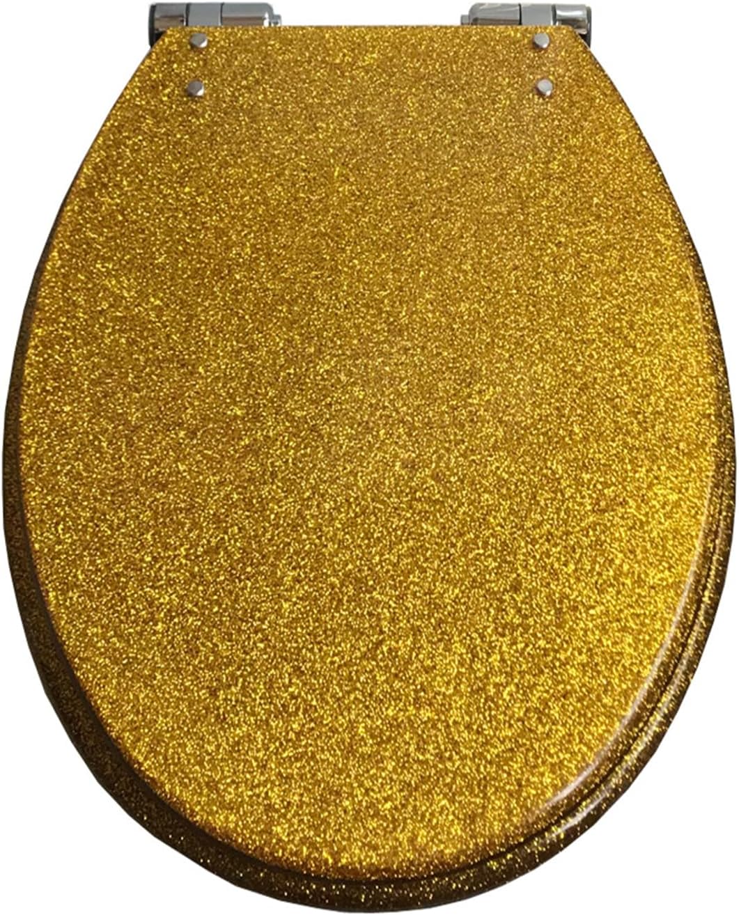 Resin Toilet Seat Soft Close Toilet seat Quick Release, Heavy Duty, Glitter Toilet Seat, Slow Close, Sparkling Toilet Seats for Bathroom, 14.2'×16.5',Gold,Gold
