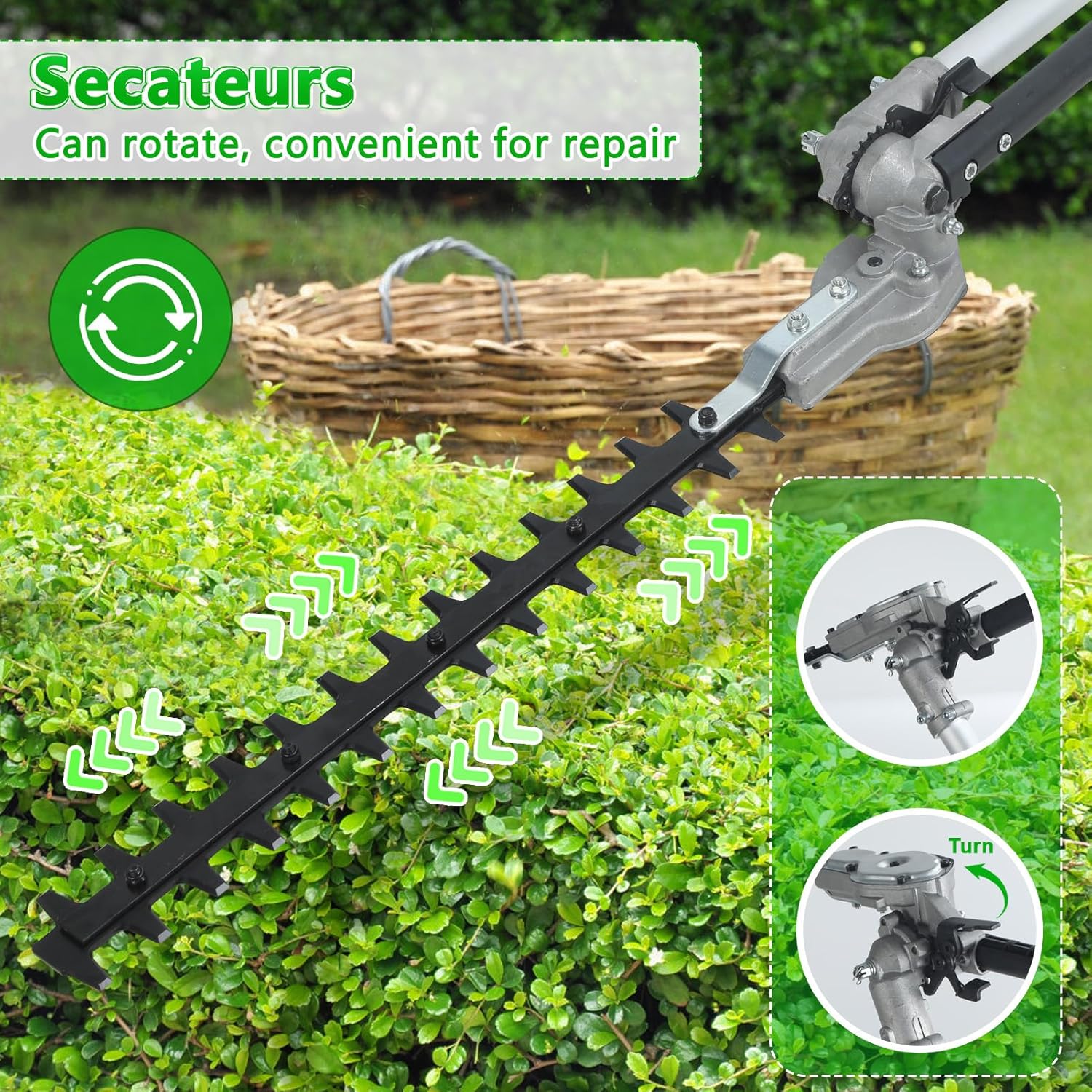 8-in-1 Weed Eater Gas Powered - Multi-Functional Trimming Tool Set, 52CC 2-Stroke Lawn Mower, String Trimmer, Hedge Trimmer, Edger, Brush Cutter, Pole Chainsaw Pruner with Extension Pole